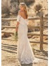 Off Shoulder Ivory Lace Rustic Wedding Dress